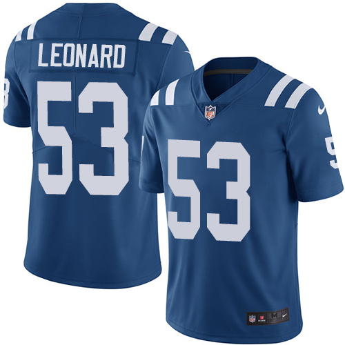 Indianapolis Colts 53 Limited Darius Leonard Royal Blue Nike NFL Home Men Vapor Untouchable jerseys